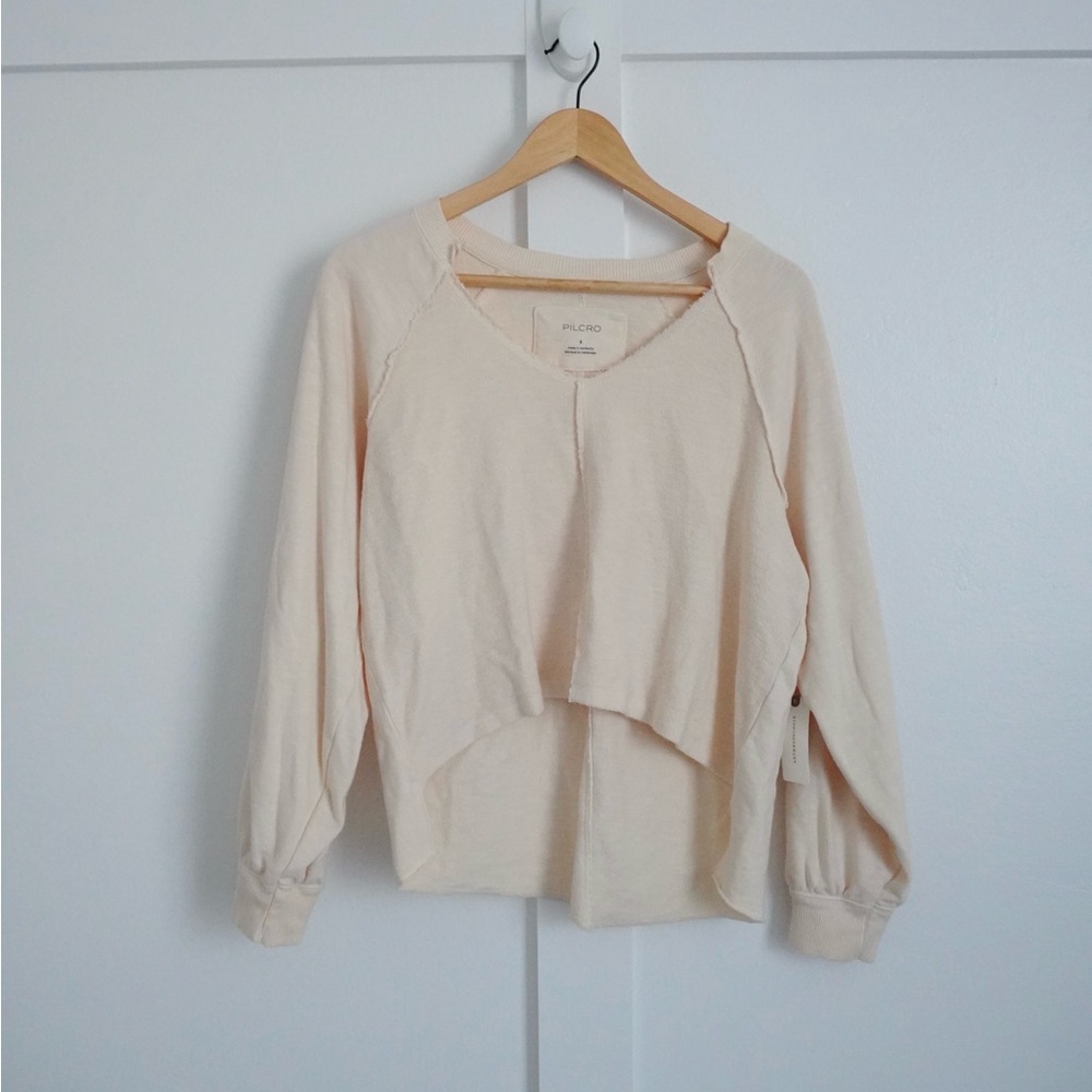 Anthropologie Pilcro Cream V-Neck Sweatshirt